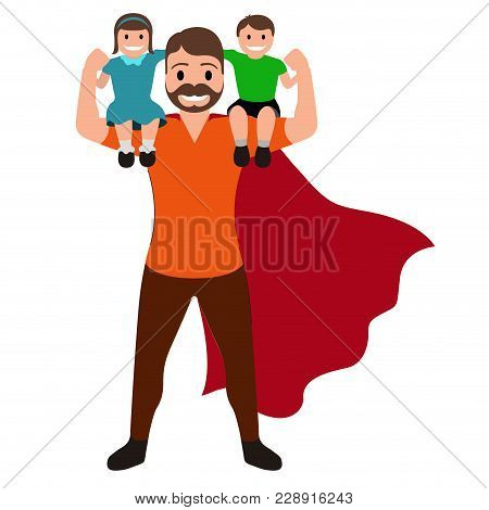 Isolated Superdad Cartoon Character. Vector Illustration Design