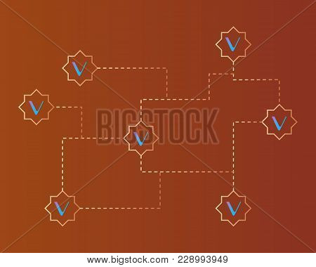 Vechain Cryptocurrency Blockchain Technology World Background Vector Illustration