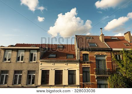 Beautiful Houses In Brussels In Sunset Light