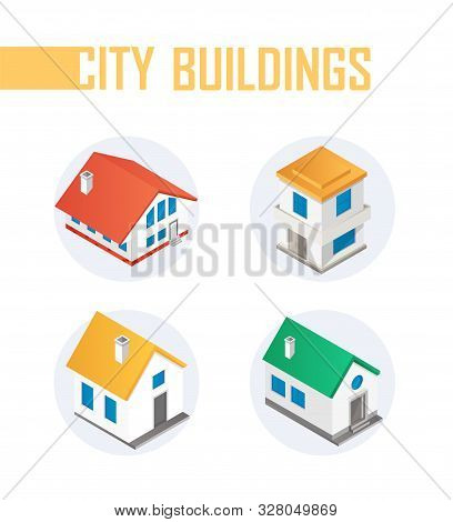City Buildings - Modern Vector Colorful Isometric Elements
