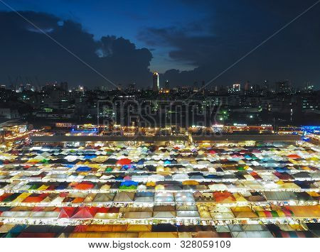 Bangkok, Thailand - October 14, 2019 : Ratchada Train Night Market For Night Life In Bangkok. Thaila