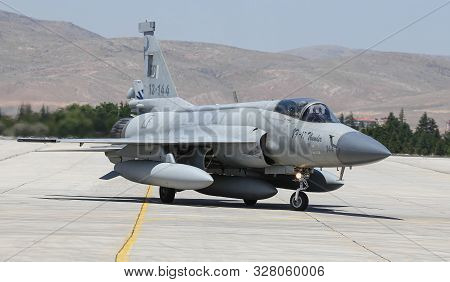 Konya, Turkey - June 26, 2019: Turkish Air Force General Dynamics F-16c Fighting Falcon (cn 4r-87) T