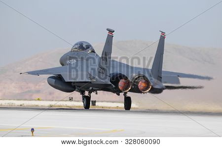Konya, Turkey - June 26, 2019: Turkish Air Force General Dynamics F-16c Fighting Falcon (cn 4r-87) T