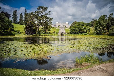 A View Over An Garden Bij The Castle Powercourt In Ireland.