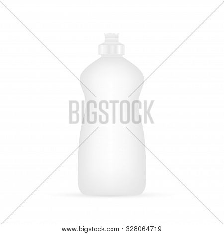 Dishwashing Liquid. Cleaning Bottle Isolated On White Background. Vector Stock Illustration.