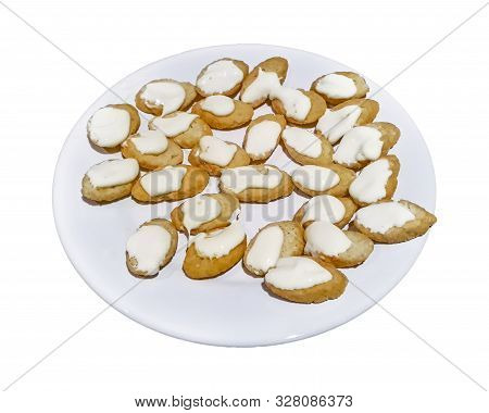 Snacks With Spreadable Cheese Isolated Photo