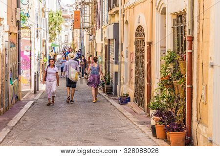 Marseille France. 22 June 2019. A Street Scene In The Old Town La Panier In Marseille In France
