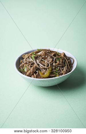 Stir-fried Sona With Pork And Vegetables In Asian Style