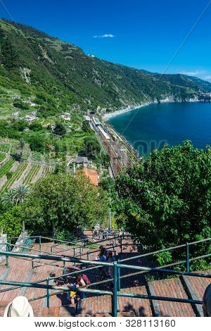 Corniglia, Italy - June 2, 2019 : Corniglia Is Located In The Province Of La Spezia. Unlike The Othe