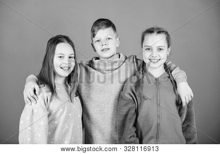Cheerful Youth. Relations And Friendship. Happy To Have Such Good Friends. Teens Friends. Girl And B