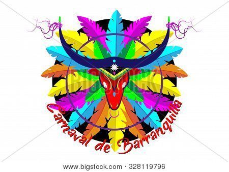 Carnaval De Barranquilla, Colombian Carnival Party. Vector Illustration, Poster And Flyer. Logo Cart