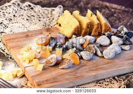 Delicious Dried Fruits And Dates Candied With Sugar To Taste, Apricots Figs And Pineapple