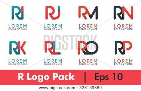 R Logo Pack, Rm Logo Set. Modern Flat Design Concept For Landing Page Website, Mobile Apps Ui Ux, Ba