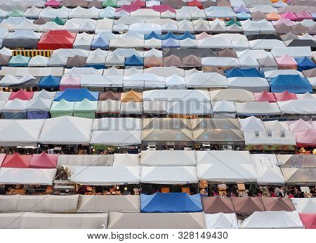 Bangkok, Thailand - October 14, 2019 : Ratchada Train Night Market For Night Life In Bangkok. Thaila