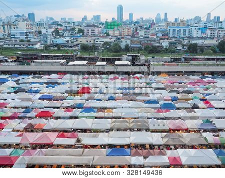 Bangkok, Thailand - October 14, 2019 : Ratchada Train Night Market For Night Life In Bangkok. Thaila
