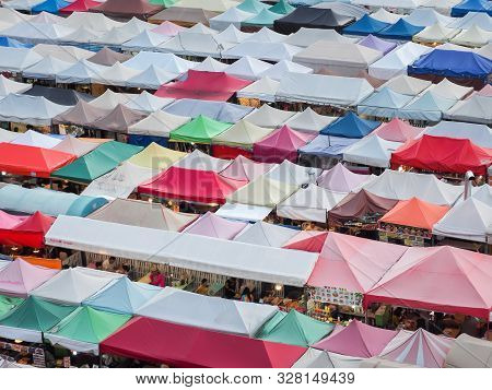 Bangkok, Thailand - October 14, 2019 : Ratchada Train Night Market For Night Life In Bangkok. Thaila