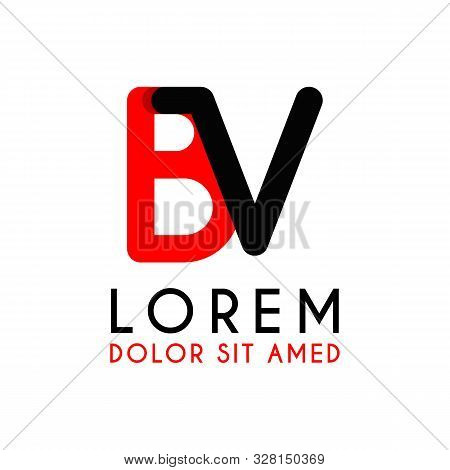 Initial Letter Vb With Red Black And Has Rounded Corners