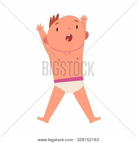Baby Scared Spreading Arms And Legs Cartoon Vector Illustration