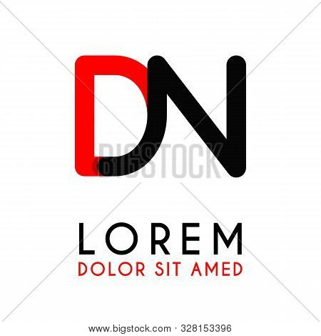 Initial Letter Dn With Red Black And Has Rounded Corners