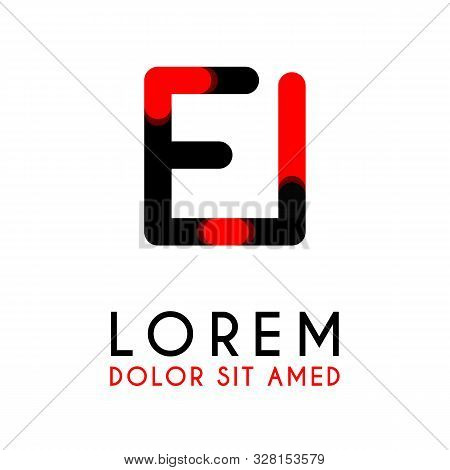 Initial Letter Ei With Red Black And Has Rounded Corners