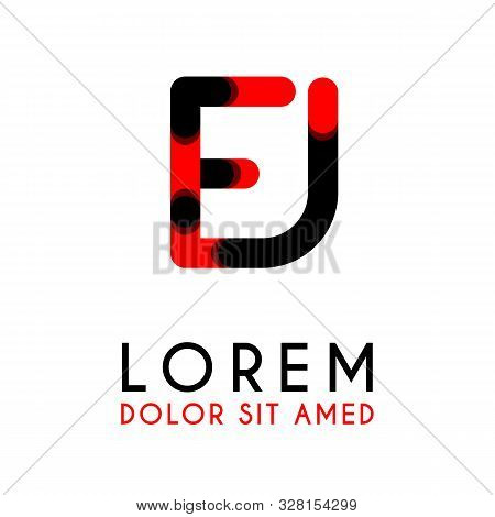 Initial Letter Fj With Red Black And Has Rounded Corners