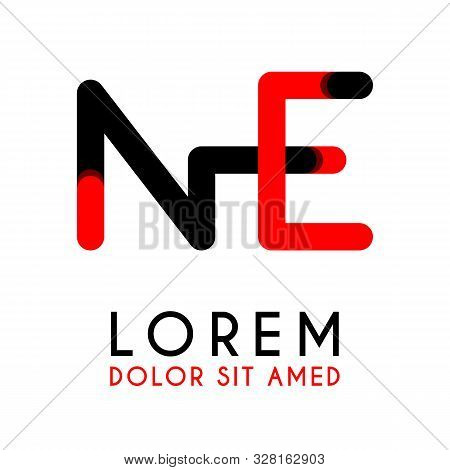 Initial Letter Ne With Red Black And Has Rounded Corners