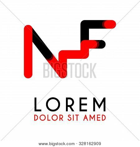 Initial Letter Nf With Red Black And Has Rounded Corners