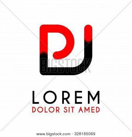 Initial Letter Pj With Red Black And Has Rounded Corners