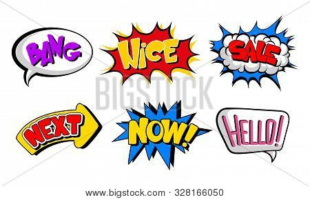 Set Of Clouds With Special Offers. Vector Illustration.