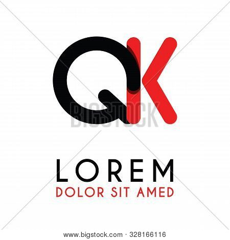 Initial Letter Qk With Red Black And Has Rounded Corners