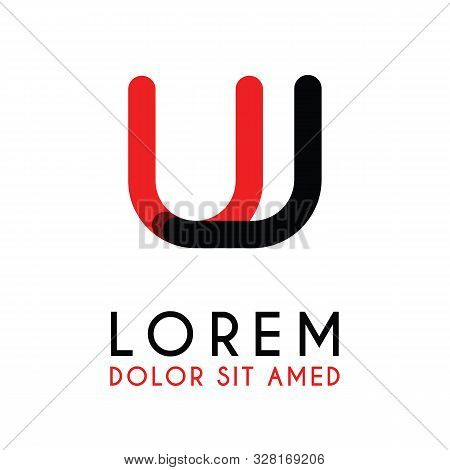 Initial Letter Uj With Red Black And Has Rounded Corners