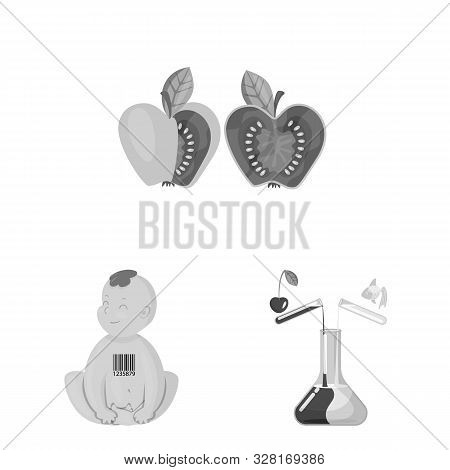 Vector Illustration Of Transgenic And Organic Sign. Collection Of Transgenic And Synthetic Stock Sym