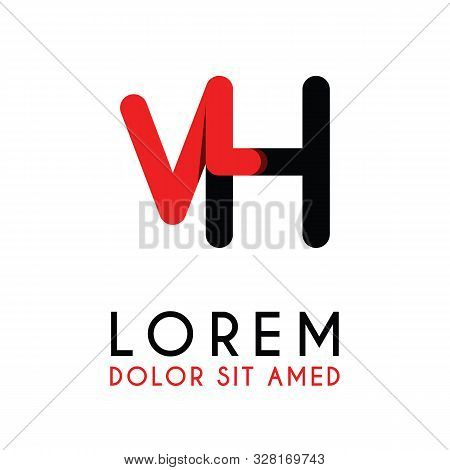Initial Letter Vh With Red Black And Has Rounded Corners