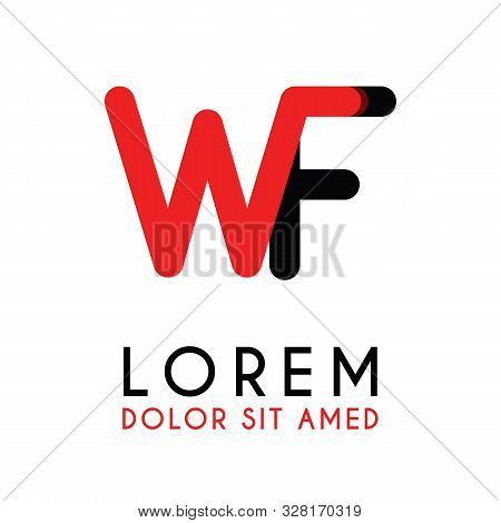 Initial Letter Wf With Red Black And Has Rounded Corners