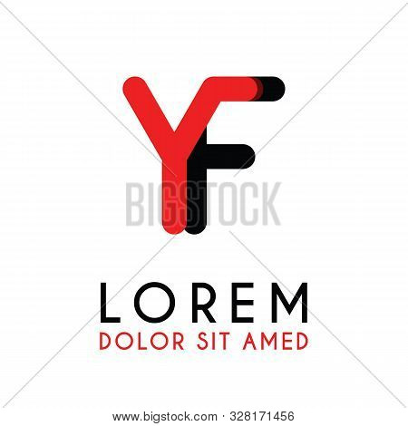 Initial Letter Yf With Red Black And Has Rounded Corners