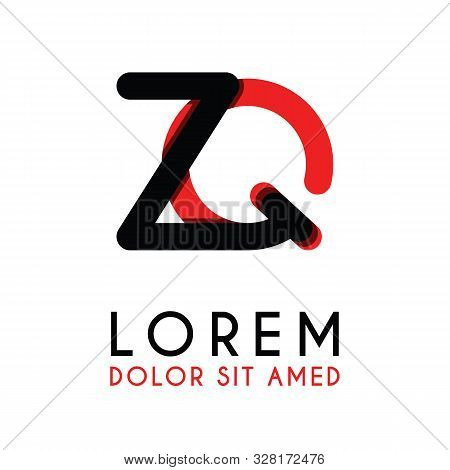 Initial Letter Zq With Red Black And Has Rounded Corners