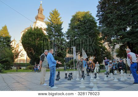 Sarajevo, Bosnia And Herzegovina - September 13, 2019: Local Chess Players Gathering In Trg Oslobode
