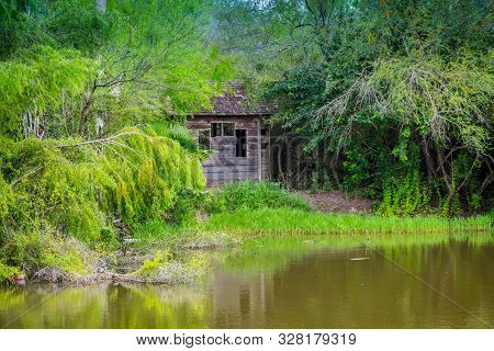 A Beautiful Small Wooden House Along The Lake Of Frontera Audubon Society, Texas