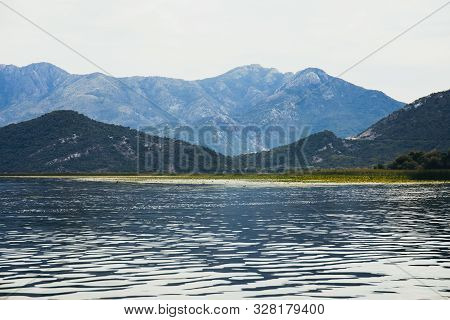 Nature Views Of Lake Skadar In Montenegro. Green Mountains Panorama