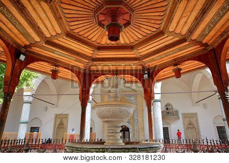 Sarajevo, Bosnia And Herzegovina - September 14, 2019: The Magnificent Fountain (sadrvan) Located In
