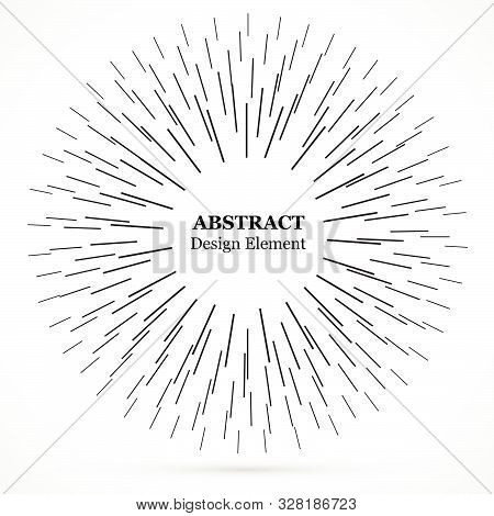 Bursting Lines.set Of Circular Rays.assymetric Radial Elements.linear Drawing.vector Illustration Pa