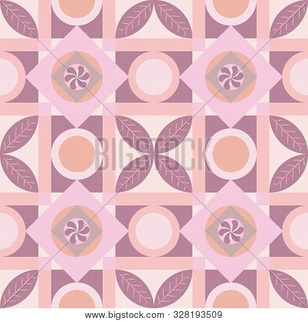 Pink Geometric Square Tile Vector Seamless Pattern
