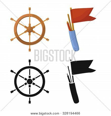 Vector Illustration Of Journey And Seafaring Symbol. Collection Of Journey And Vintage Stock Symbol 
