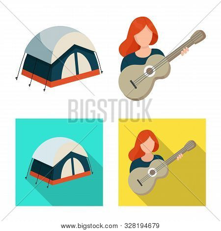 Vector Design Of Trekking And Wildlife Sign. Set Of Trekking And Leisure Vector Icon For Stock.
