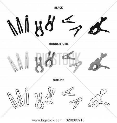 Isolated Object Of Retro And Pins Symbol. Collection Of Retro And Equipment Vector Icon For Stock.