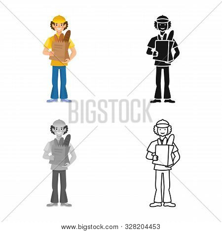 Isolated Object Of Baker And Man Symbol. Collection Of Baker And Packaging Vector Icon For Stock.