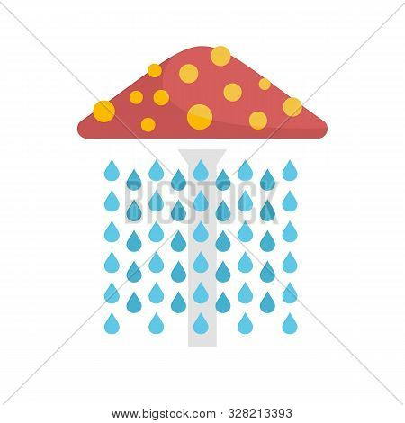 Waterpark Umbrella Shower Icon. Flat Illustration Of Waterpark Umbrella Shower Vector Icon For Web D