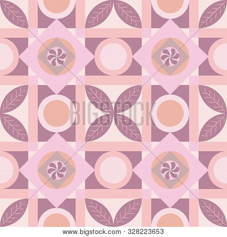 Pink Geometric Square Tile Vector Seamless Pattern