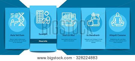 Biohacking Onboarding Mobile App Page Screen Vector Thin Line. Meditation And Brain, Dna And Helix, 
