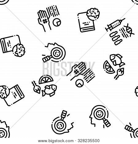 Biohacking Seamless Patternt Vector Thin Line. Contour Illustrations